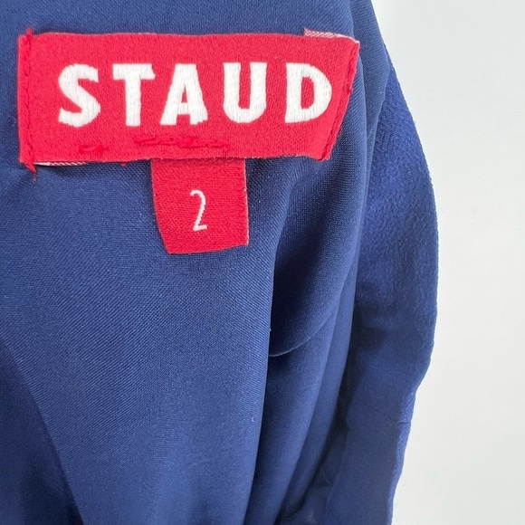 Staud Moulette Abstract Patchwork Retro Fruit Veggies Printed Slit Midi Skirt - Picture 7 of 8